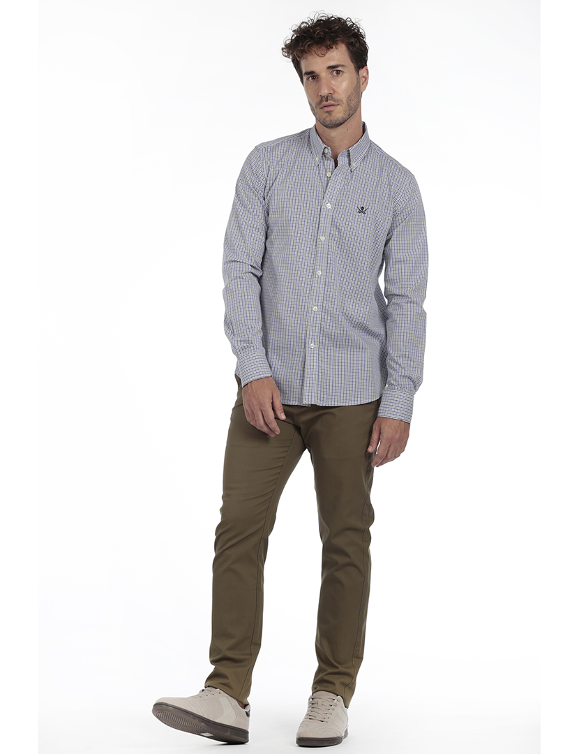 Camisa Homem Algodão Verde e Azul MultiCor