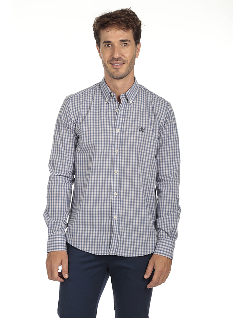 Camisa Homem Algodão Azul