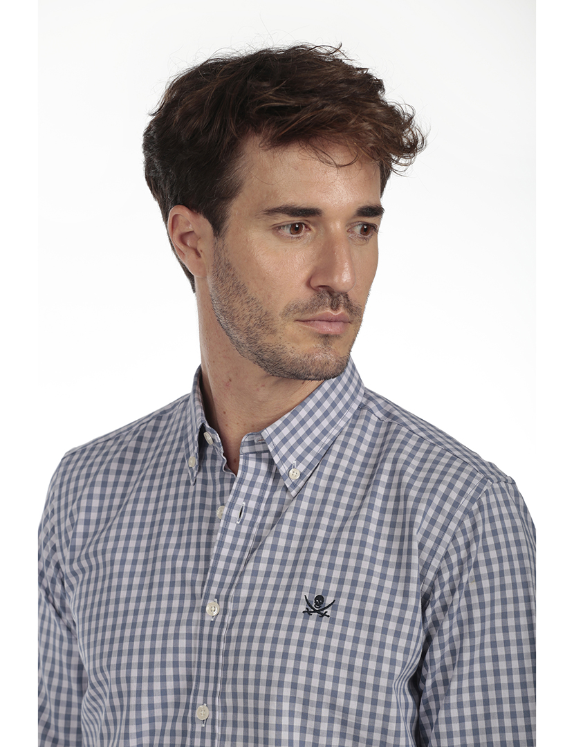 Camisa Homem Algodão Azul