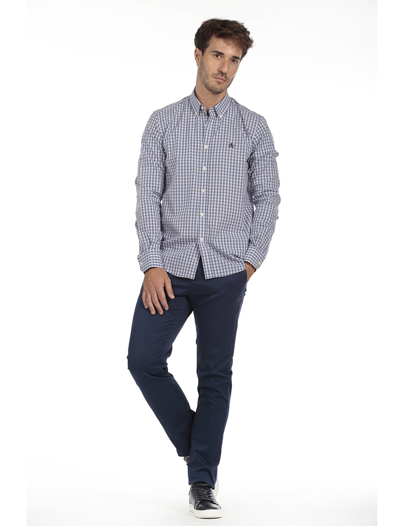 Camisa Homem Algodão Azul