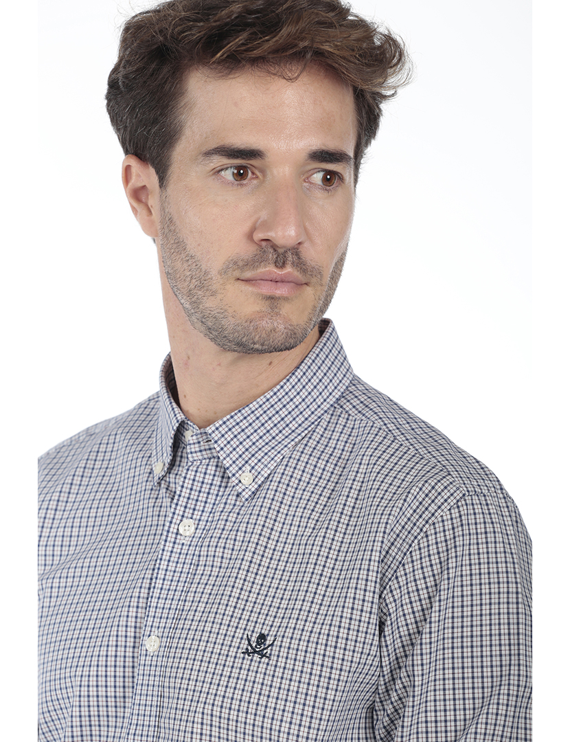 Camisa Homem Algodão Azul e Vermelho MultiCor