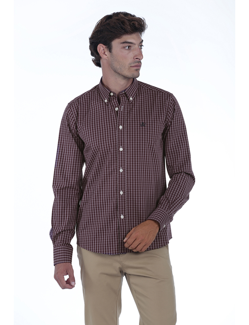 Camisa Homem Algodão Castanho