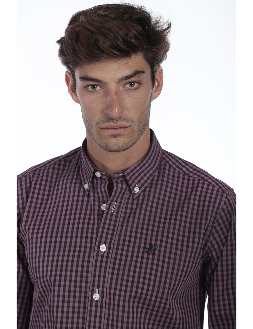 Camisa Homem Algodão Castanho