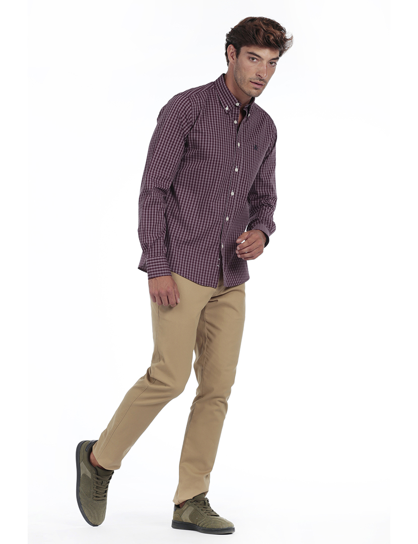 Camisa Homem Algodão Castanho