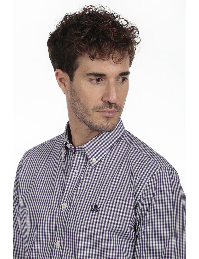 Camisa Homem Algodão Azul