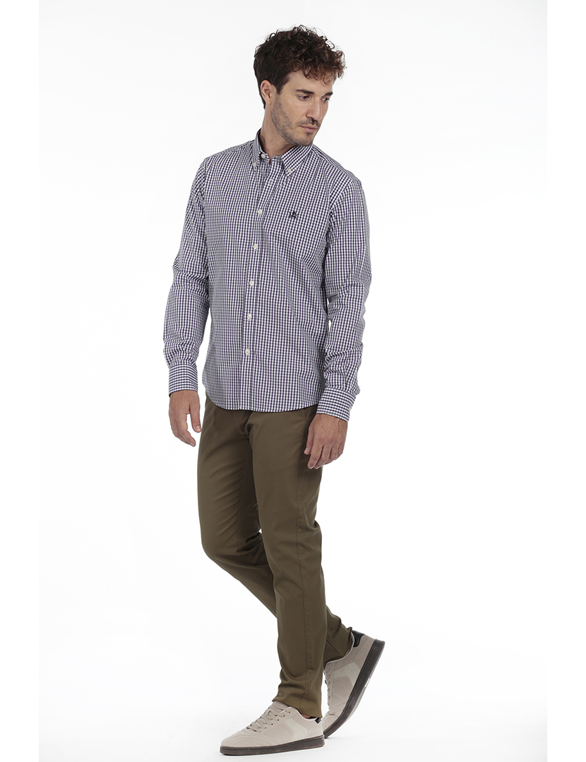 Camisa Homem Algodão Azul