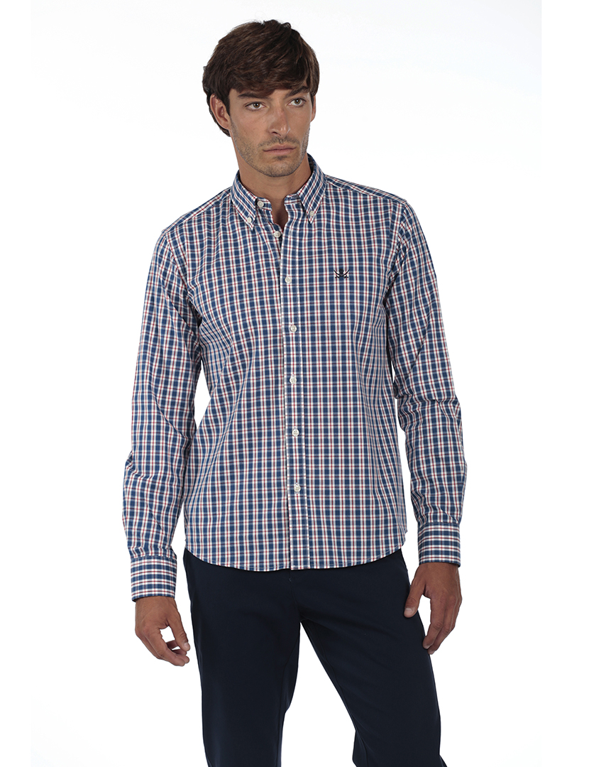 Camisa Homem Algodão Azul e Vermelho MultiCor