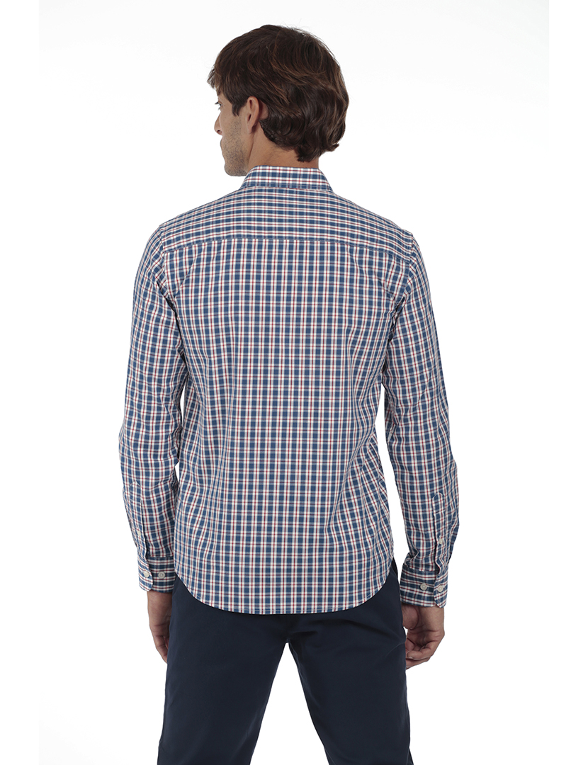 Camisa Homem Algodão Azul e Vermelho MultiCor