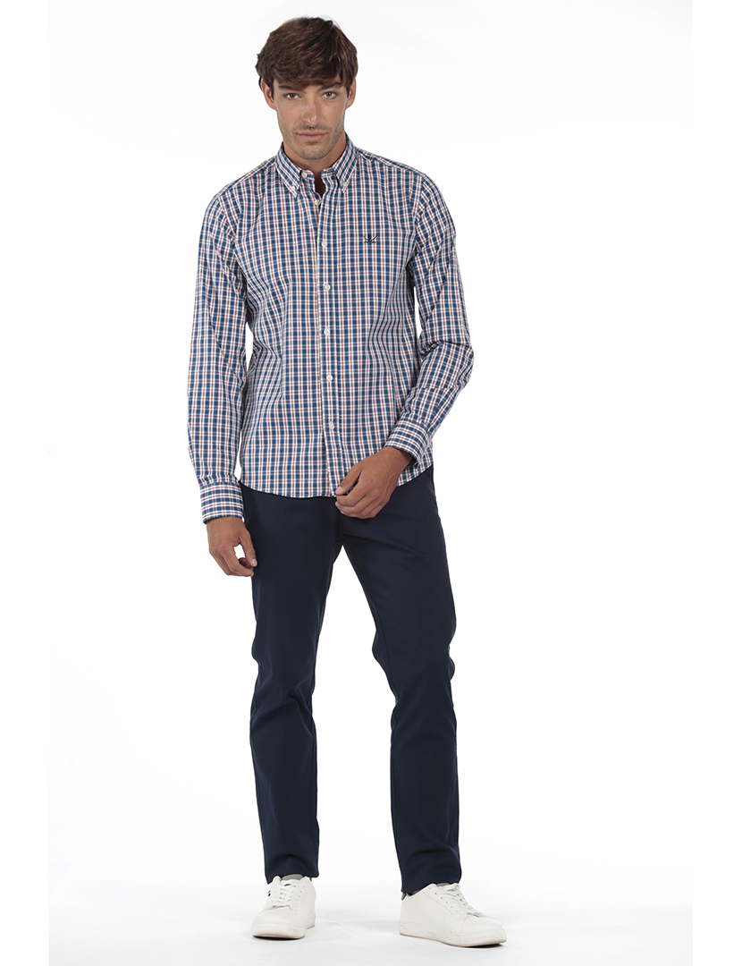 Camisa Homem Algodão Azul e Vermelho MultiCor