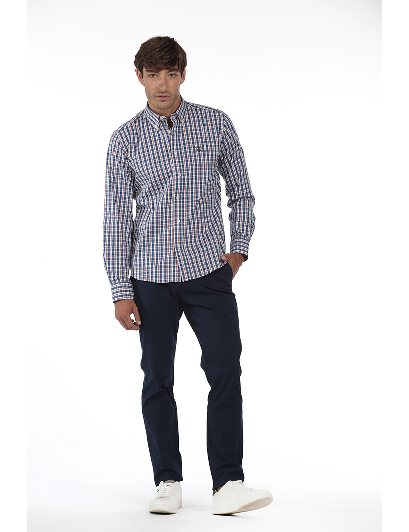 Camisa Homem Algodão Azul e Vermelho MultiCor