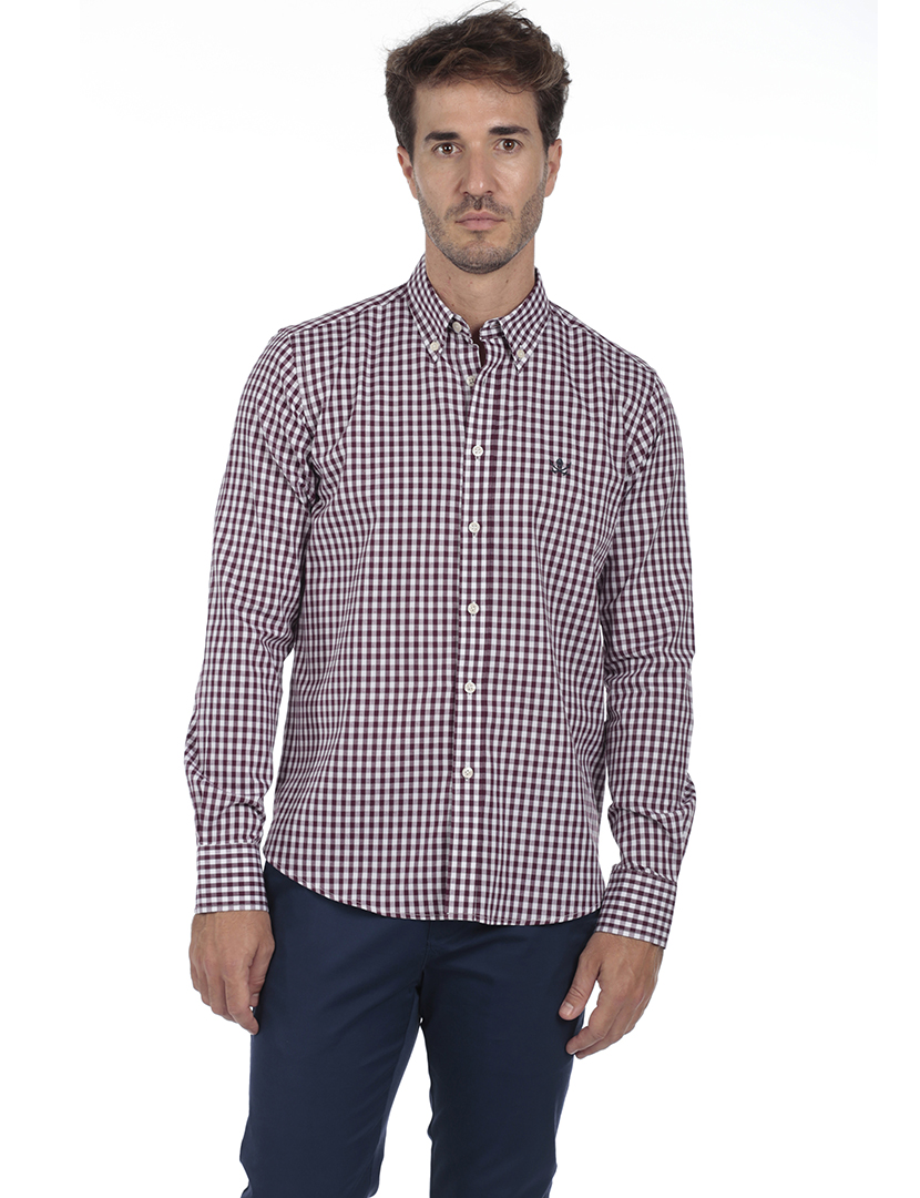 Camisa Homem Algodão Castanho