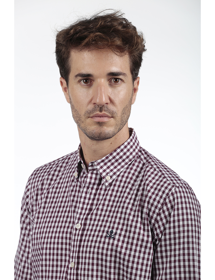 Camisa Homem Algodão Castanho