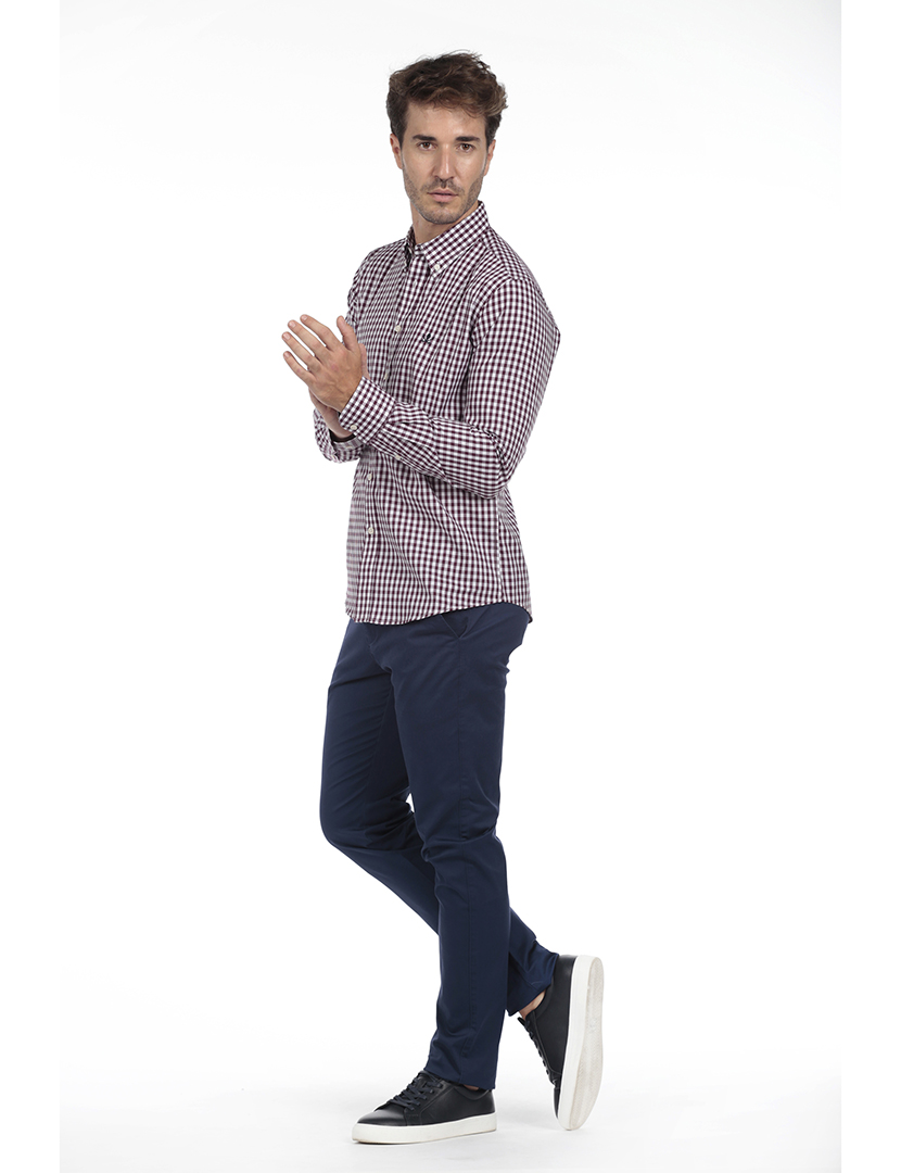 Camisa Homem Algodão Castanho