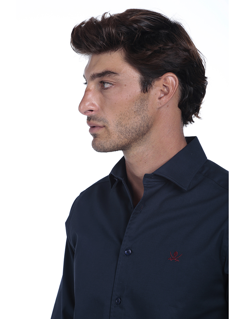 Camisa Homem Gabardina Azul