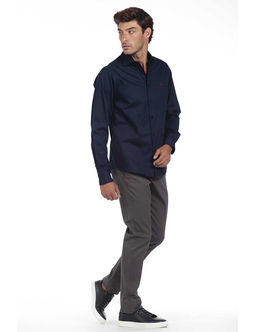 Camisa Homem Gabardina Azul