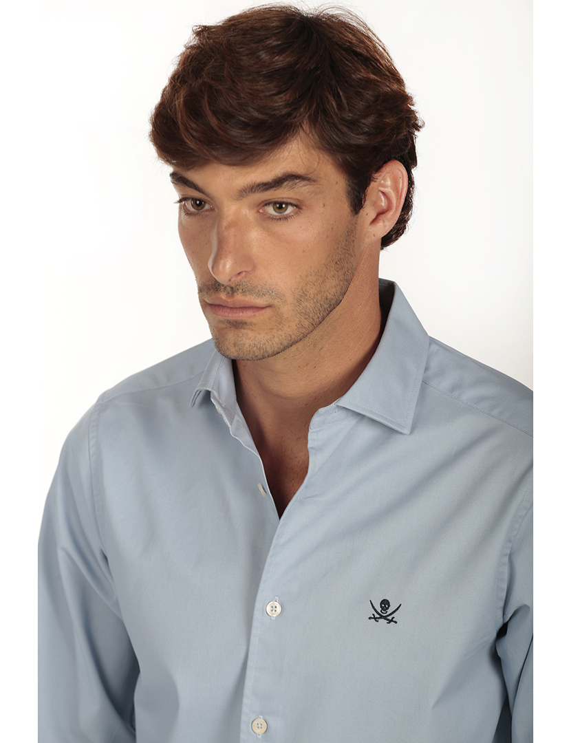 Camisa Homem Gabardina Azul