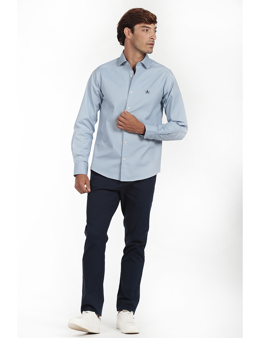 Camisa Homem Gabardina Azul