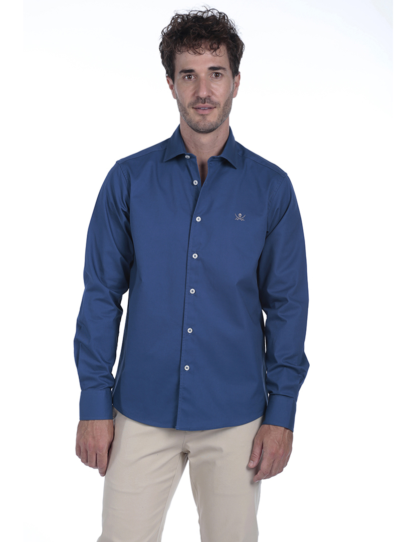 Camisa Homem Gabardina Azul