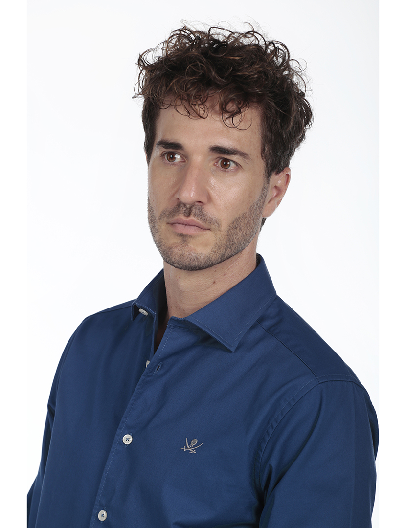 Camisa Homem Gabardina Azul