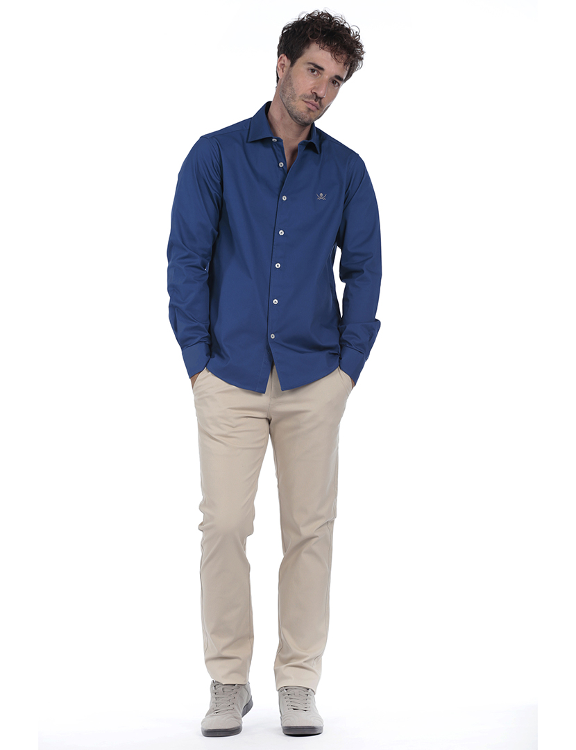 Camisa Homem Gabardina Azul