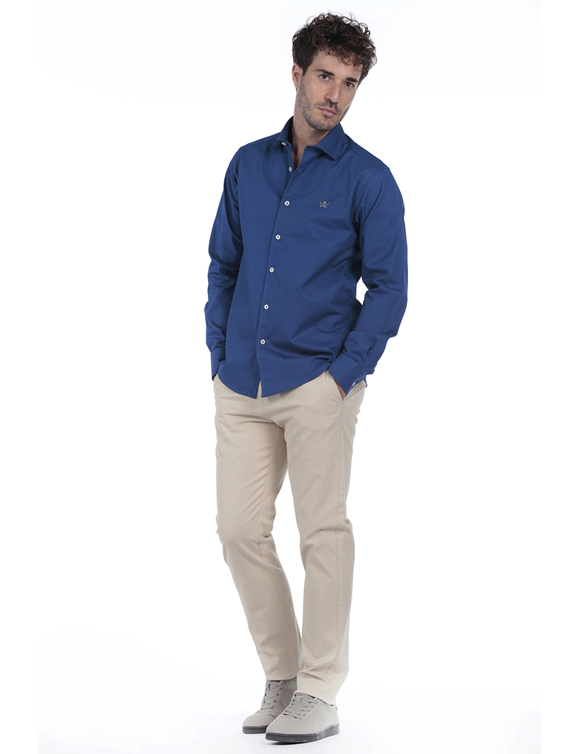 Camisa Homem Gabardina Azul