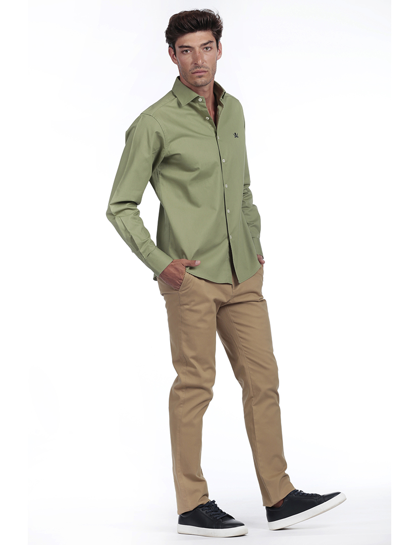 Camisa Homem Gabardina Verde