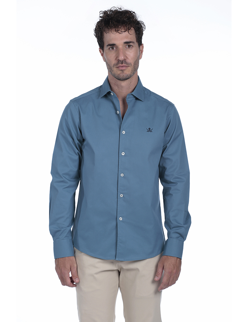 Camisa Homem Gabardina Azul