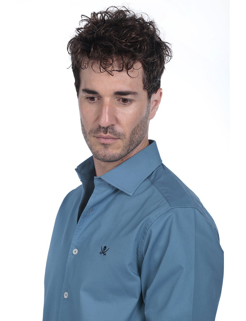 Camisa Homem Gabardina Azul