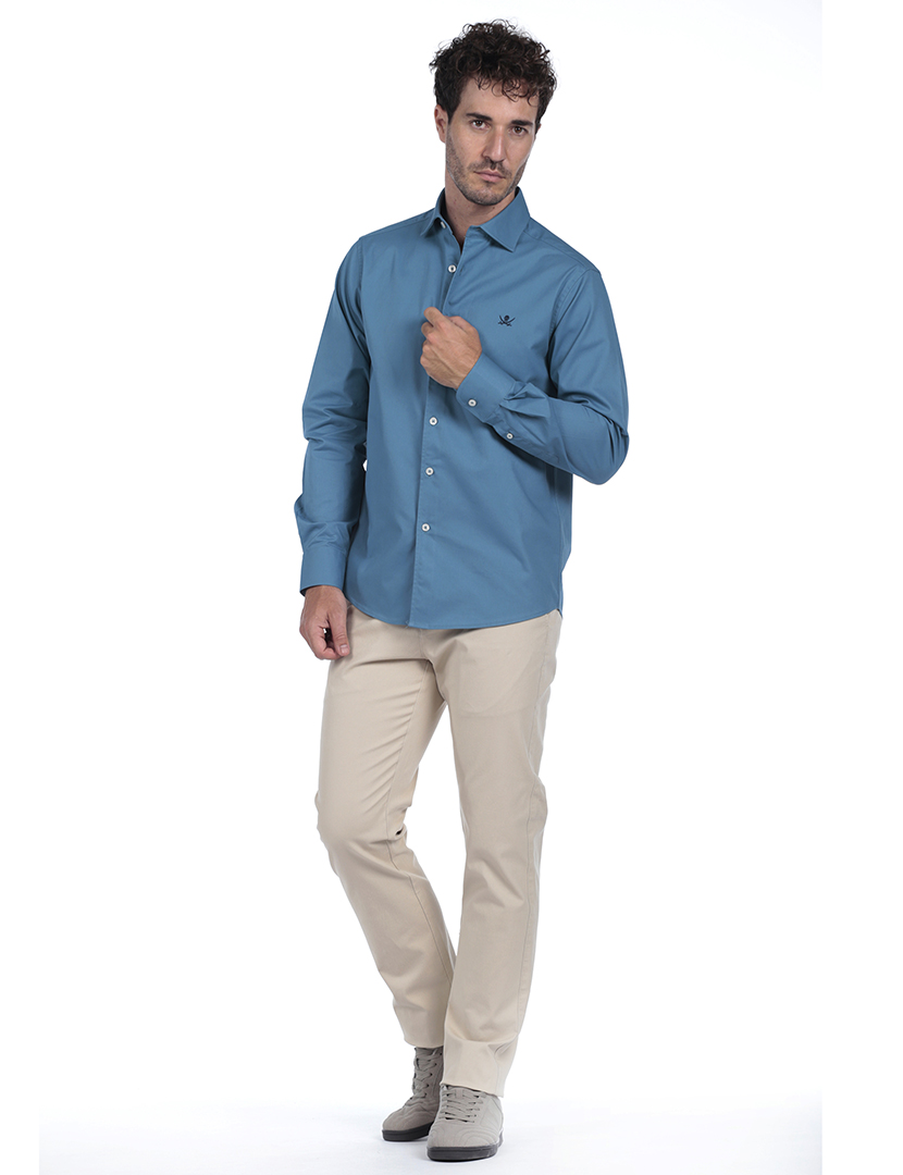 Camisa Homem Gabardina Azul