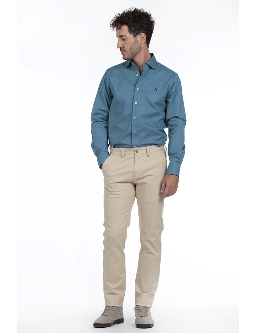 Camisa Homem Gabardina Azul