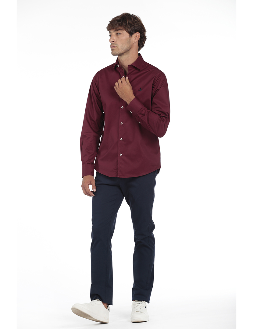 Camisa Homem Gabardina Castanho