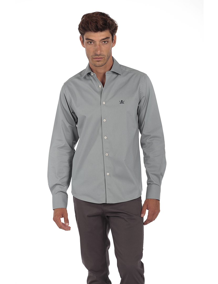 Camisa Homem Gabardina Cinzento