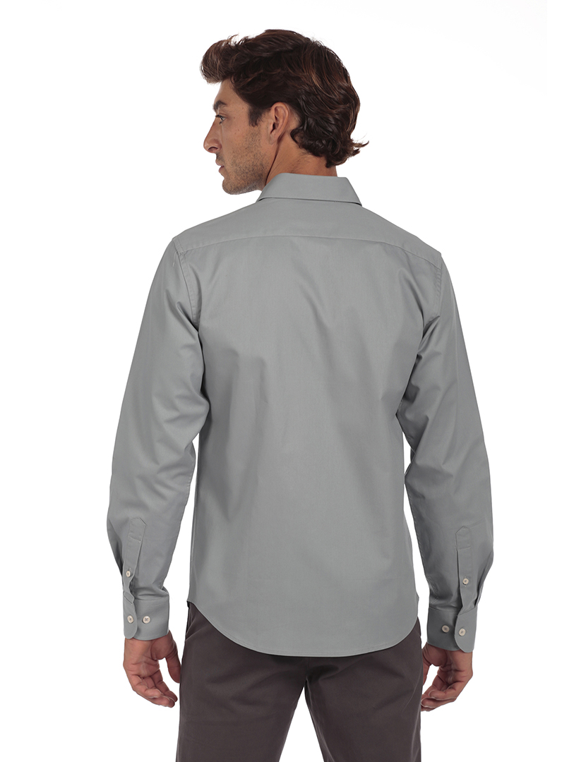 Camisa Homem Gabardina Cinzento