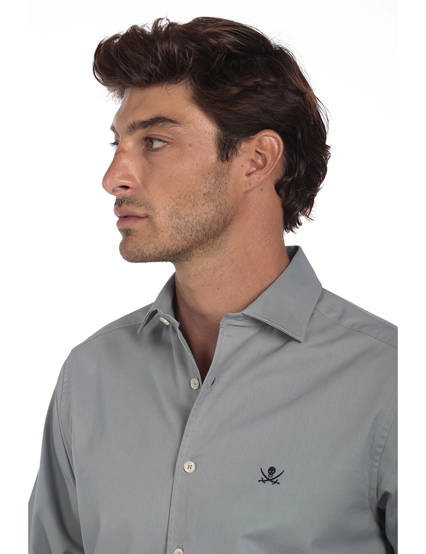 Camisa Homem Gabardina Cinzento