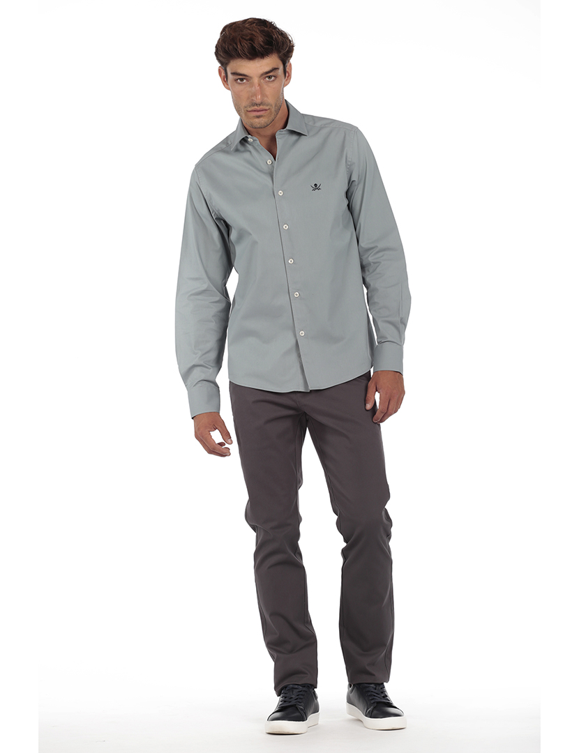 Camisa Homem Gabardina Cinzento