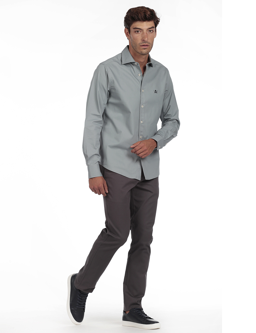 Camisa Homem Gabardina Cinzento