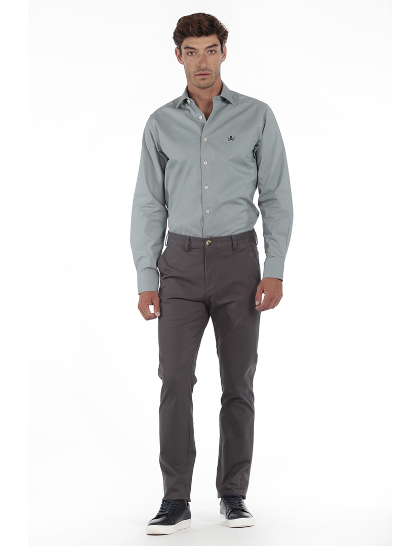 Camisa Homem Gabardina Cinzento