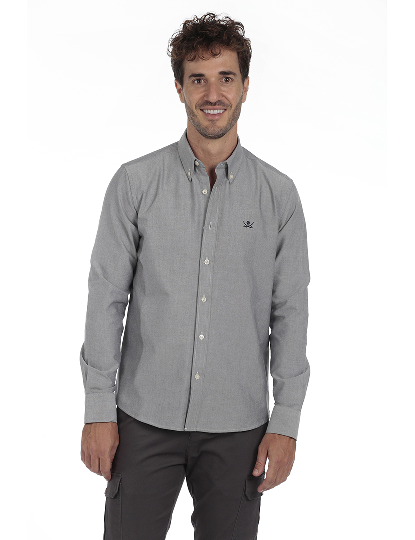 Camisa Homem Oxford Cinzento