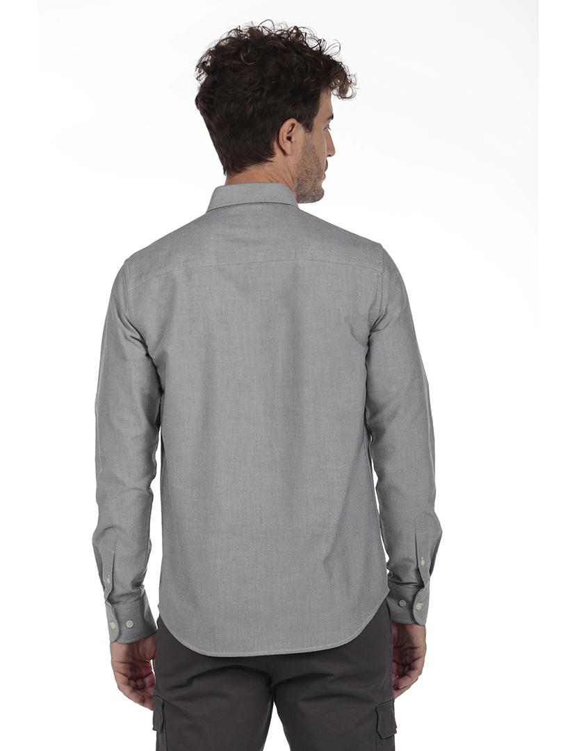 Camisa Homem Oxford Cinzento