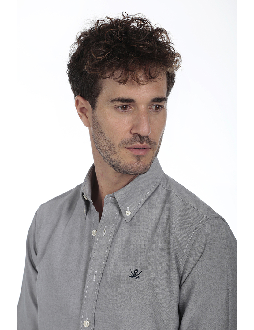 Camisa Homem Oxford Cinzento