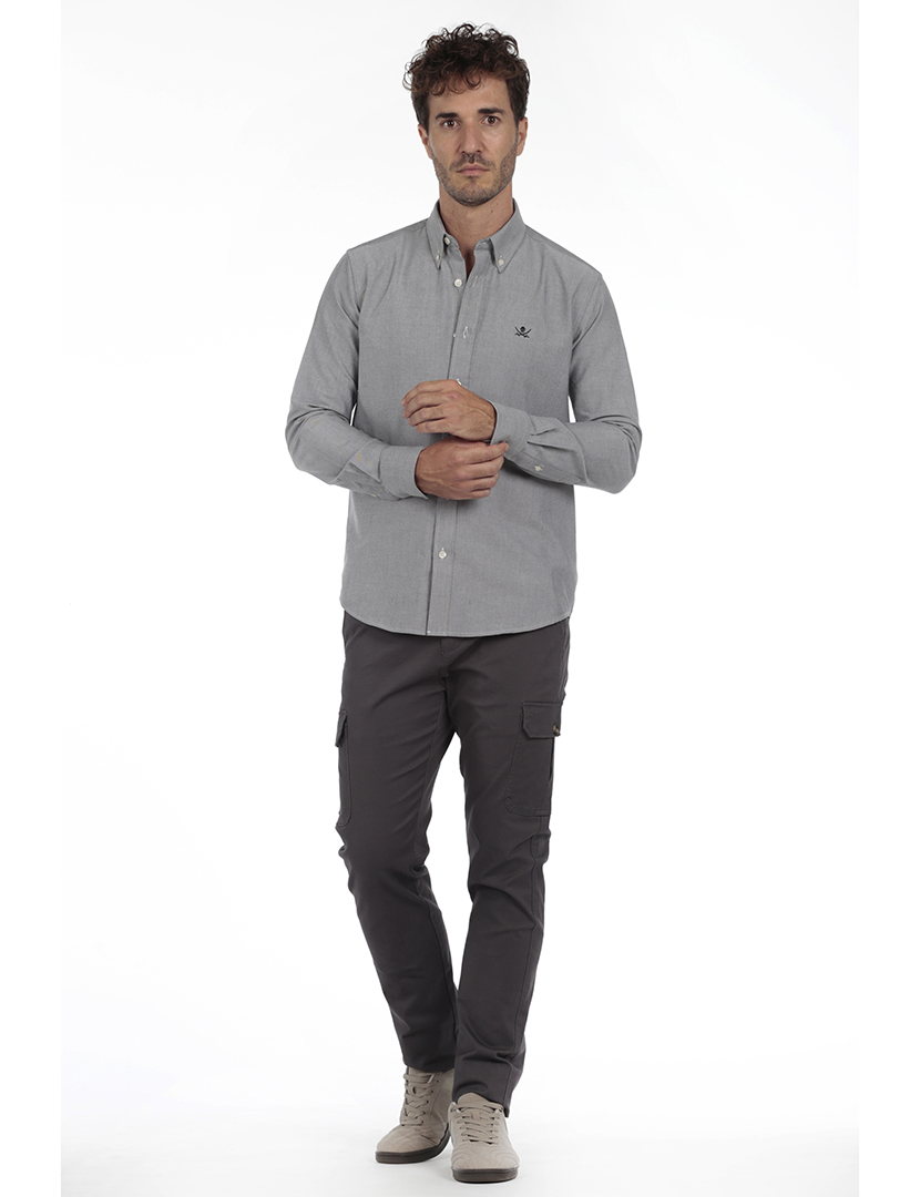 Camisa Homem Oxford Cinzento