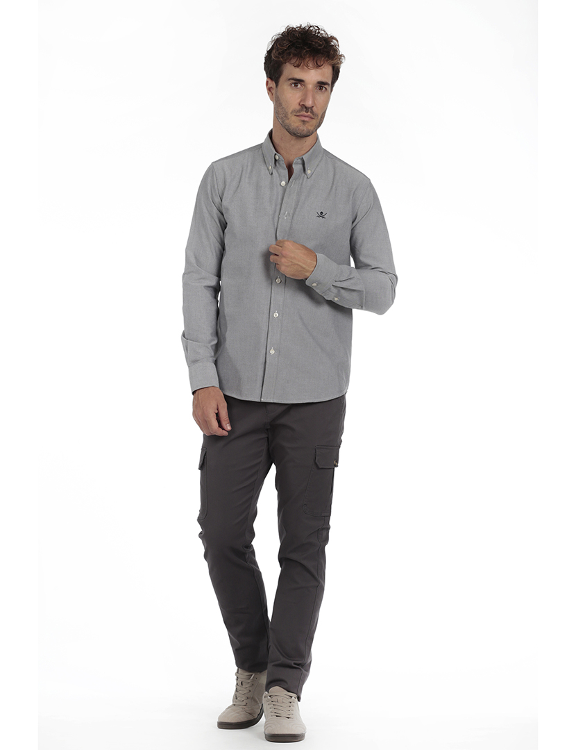 Camisa Homem Oxford Cinzento