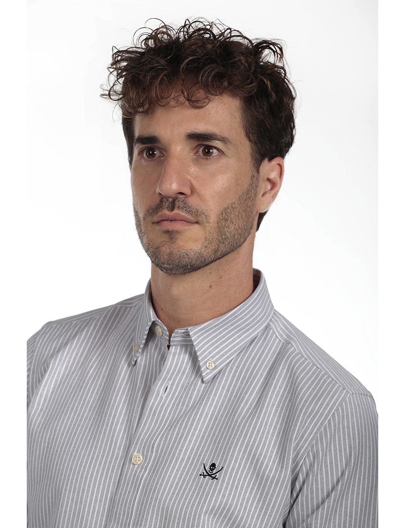 Camisa Homem Oxford Cinzento