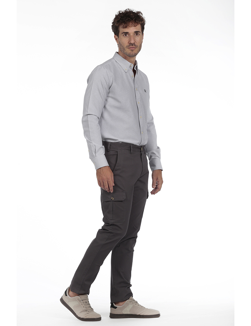 Camisa Homem Oxford Cinzento