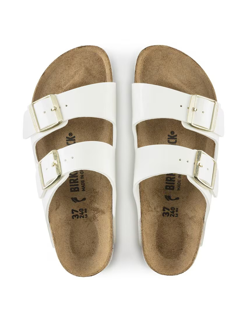 Sandálias  Arizona Birko-Flor Patent Branco Estreito