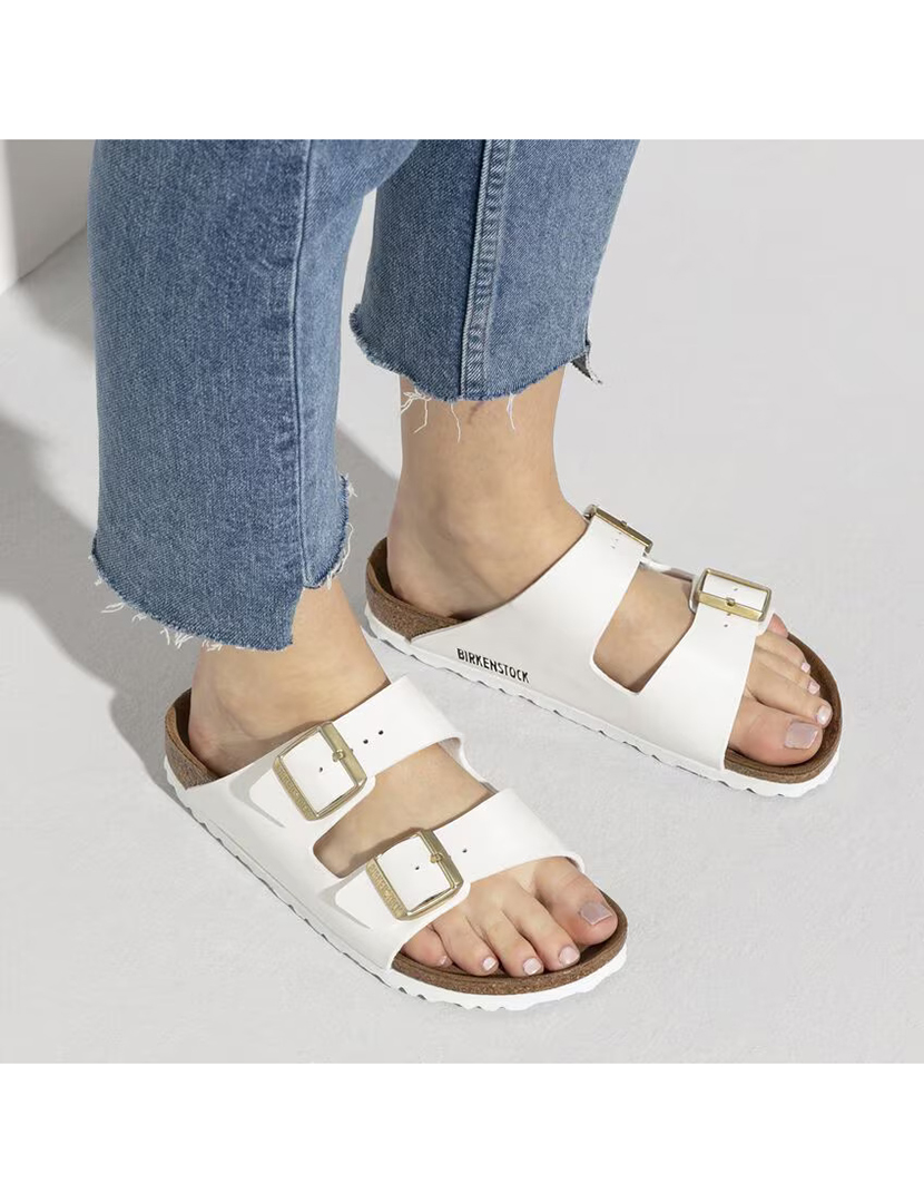 Sandálias  Arizona Birko-Flor Patent Branco Estreito