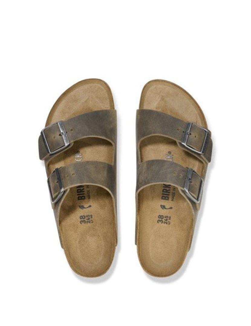 Sandálias Arizona Natural Leather Oiled Faded Khaki Estreito