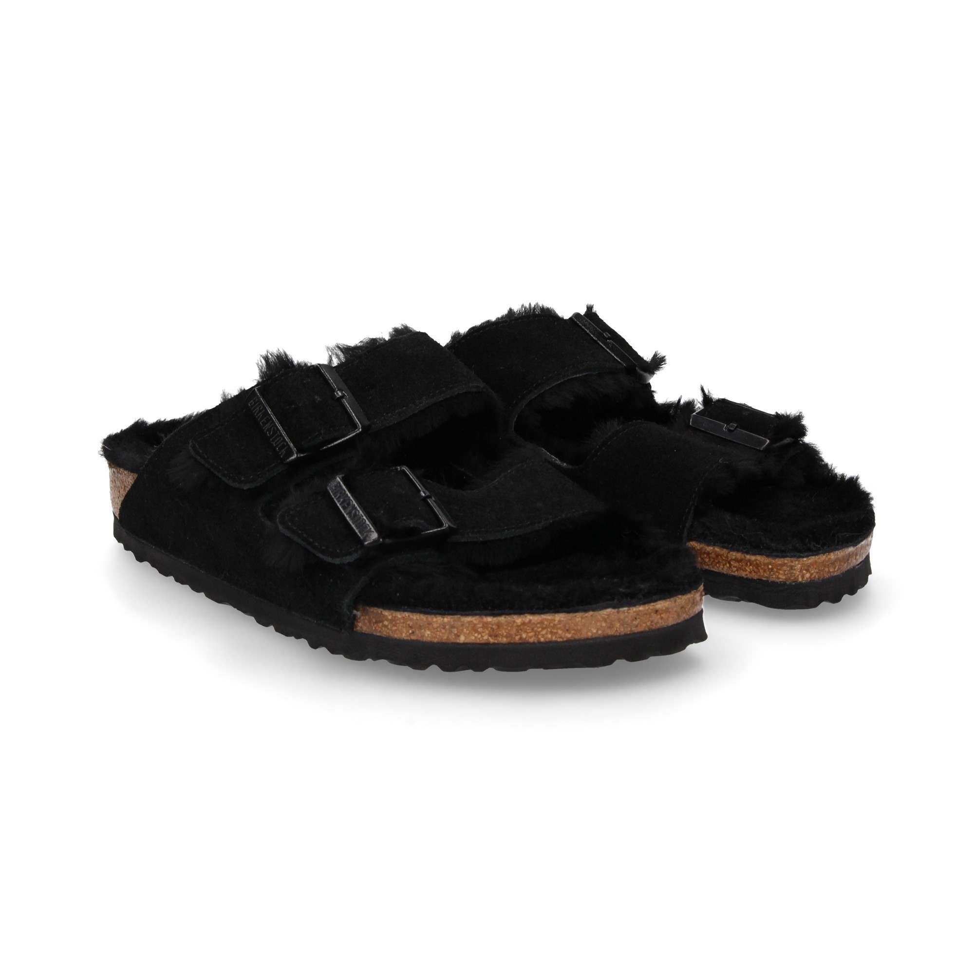 Sandálias Arizona Shearling Veloursleder Carmurça Preto Estreito