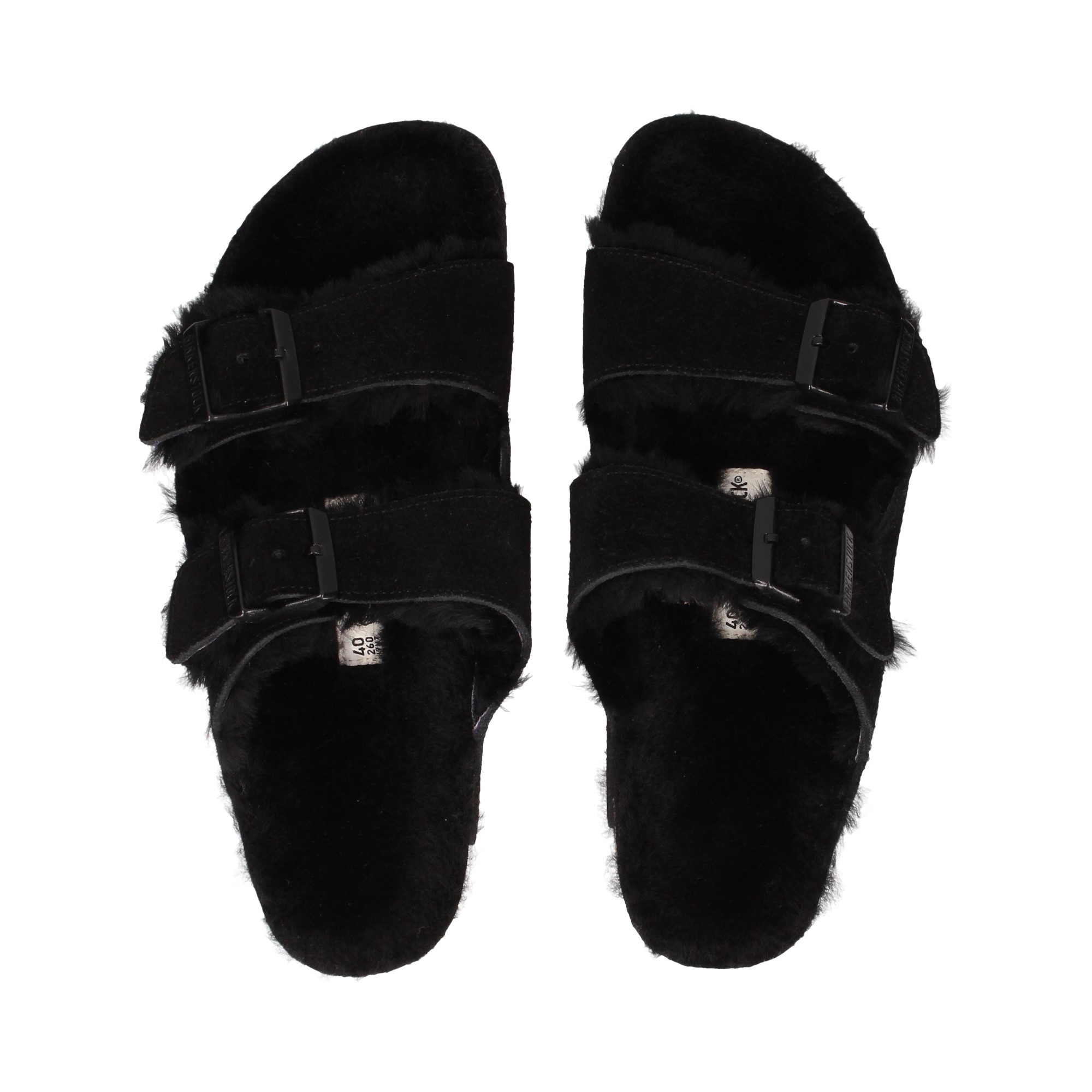 Sandálias Arizona Shearling Veloursleder Carmurça Preto Estreito