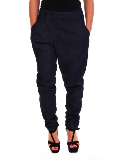 Calças Senhora com Pregas Azul